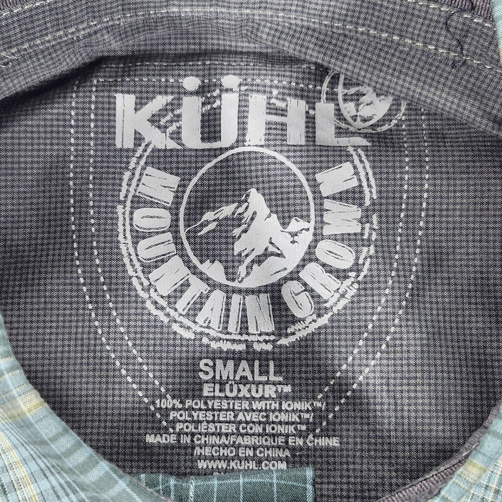 Kuhl Response Shirt Mens Small Green Blue Plaid Short Sleeve Button‎ Front - Picture 10 of 11